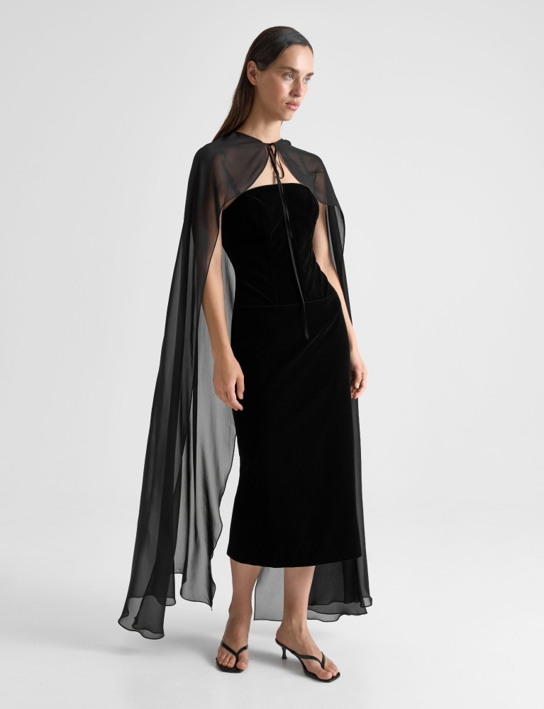 Накидка-оплечье макси из шифона